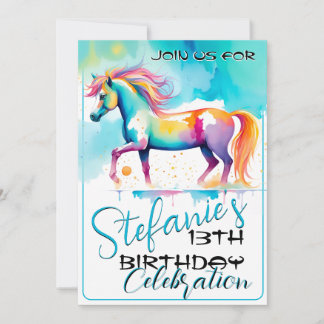 Colorful Spirit Pony 12 Anniversaire Invitation