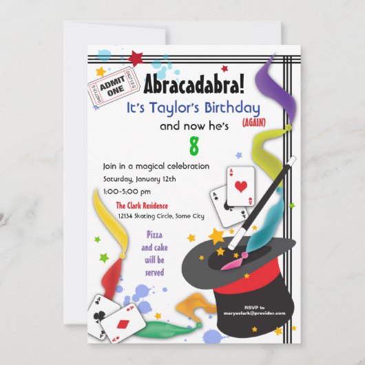 Colorful Splash Fun met Magic Invitation Kaart (Voorkant)