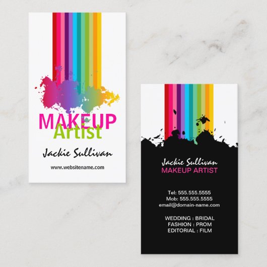 Colorful Splash Makeup Artist Visitekaartje (Voorkant / Achterkant)