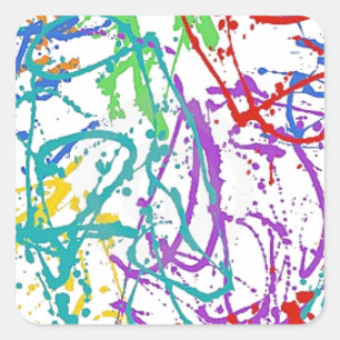 Colorful Splatter Paint Patroon Vierkante Sticker
