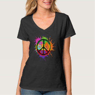 Colorful Splatter Paint Peace Sign Love T-shirt