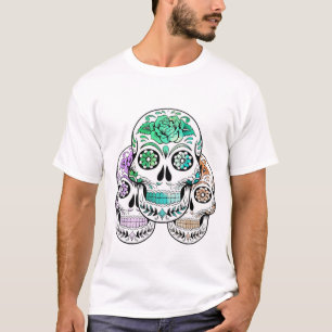 Colorful Spooky Sugar Skulls Halloween T-shirt