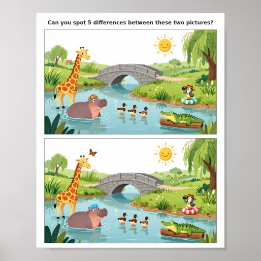 Colorful Spot the Difference Puzzle Poster  (Devant)