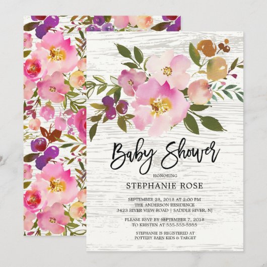 Colorful Spring Bouquet Baby shower Invitation Kaart (Voorkant / Achterkant)
