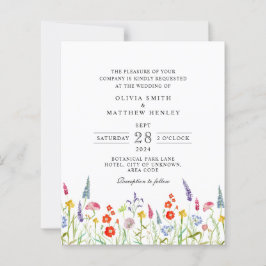 Colorful spring floral bruiloft Invitation