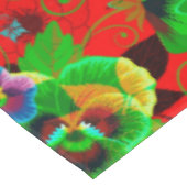 Colorful Spring Flowers Design Red Background Tafelkleed (Gekanteld)