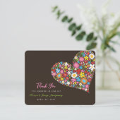 Colorful Spring Flowers Heart Whimsical Wedding Bedankkaart (Staand voorkant)
