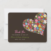 Colorful Spring Flowers Heart Whimsical Wedding Bedankkaart (Voorkant)