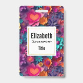 Colorful Spring Flowers Patroon Badge (Achterkant)