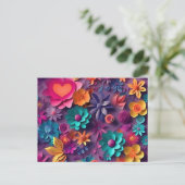 Colorful Spring Flowers Patroon Briefkaart (Staand voorkant)