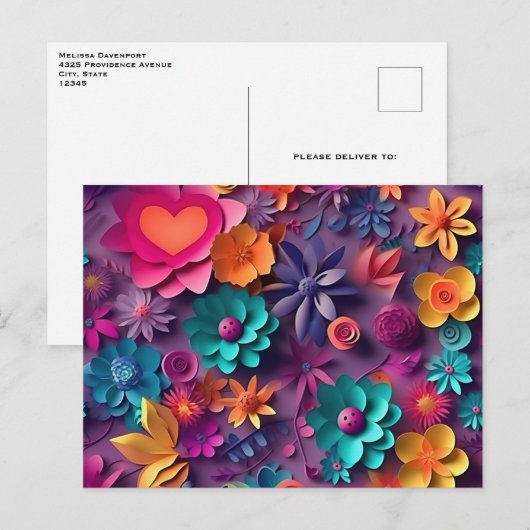 Colorful Spring Flowers Patroon Briefkaart (Voorkant / Achterkant)