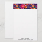 Colorful Spring Flowers Patroon Briefpapier (Voorkant / Achterkant)