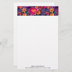 Colorful Spring Flowers Patroon Briefpapier