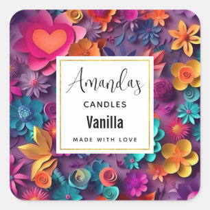 Colorful Spring Flowers Patroon Vierkante Sticker