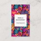 Colorful Spring Flowers Patroon Visitekaartje (Voorkant)