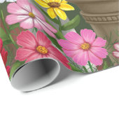 Colorful Spring Garden Bird Bath Cadeaupapier (Rol Hoek)