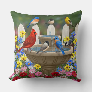 Colorful Spring Garden Bird Bath Kussen