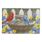 Colorful Spring Garden Bird Bath Kussensloop (Achterkant-Links)