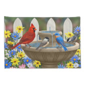 Colorful Spring Garden Bird Bath Kussensloop (Achterkant-Rechts)