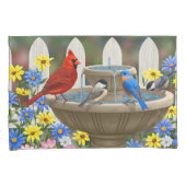 Colorful Spring Garden Bird Bath Kussensloop (Voorkant-Rechts)