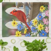 Colorful Spring Garden Bird Bath Theedoek (Gevouwen)