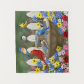 Colorful Spring Garden Bird Bath Wandkleed (Voorkant)