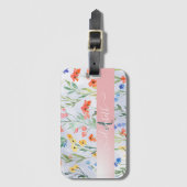 Colorful Spring Wildflower Meadow Monogram Bagagelabel (Voorkant (verticaal))