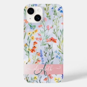 Colorful Spring Wildflower Meadow Monogram Case-Mate iPhone 14 Hoesje