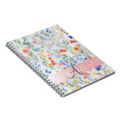 Colorful Spring Wildflower Meadow Monogram Notitieboek (Rechterzijde)