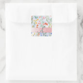 Colorful Spring Wildflower Meadow Monogram Vierkante Sticker (Tas)