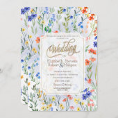 Colorful Spring Wildflower Meadow Wedding Kaart (Voorkant / Achterkant)