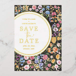 Colorful Spring Wildflower Wedding Save the Date Folie Uitnodiging