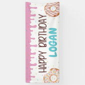 Colorful Sprinkles Donut Happy Birthday Spandoek (Verticaal)
