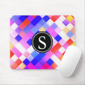 Colorful Square Geometric Pattern Black Monogram Muismat (Met muis)