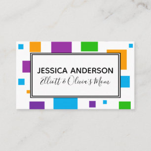 Colorful Squares Mammie Playdate Calling Card Contactkaartje