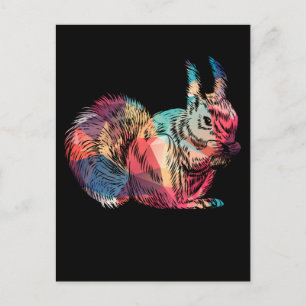 Colorful Squirrel Art Retro Rodent Briefkaart