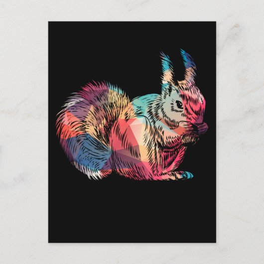 Colorful Squirrel Art Retro Rodent Briefkaart (Voorkant)