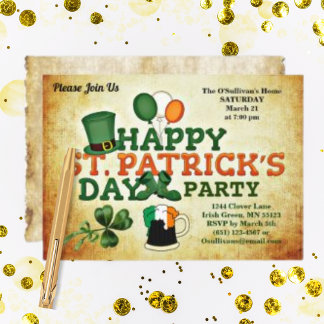 Colorful St Patrick's Day Party Parchment Kaart