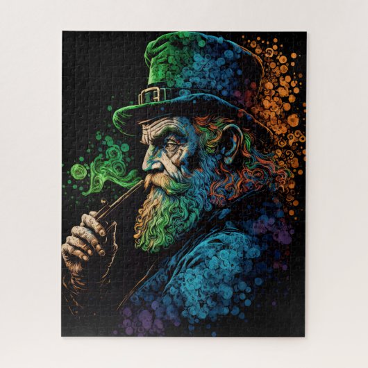 Colorful St Patrick's Leprechaun with Pipe Legpuzzel (Verticaal)