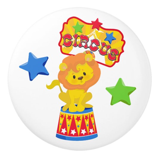 Colorful Star Circus Lion Keramische Knop (Voorkant)
