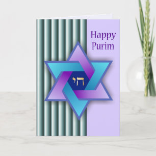 Colorful Star van David Happy Purim Card Kaart