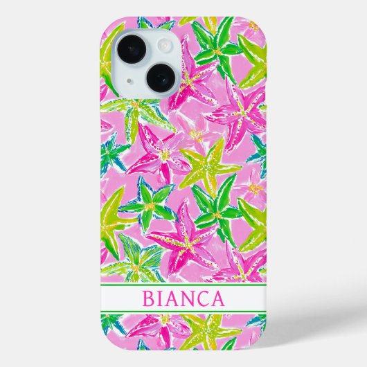 Colorful Starfish Monogrammed Case-Mate iPhone Case (Achterkant)