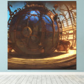 Colorful Steam Punk Planet Canvas Afdruk (Insitu (Houten vloer))