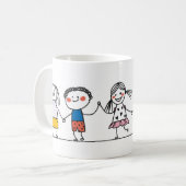 Colorful Stick Man Illustration Set café Mug (Devant gauche)