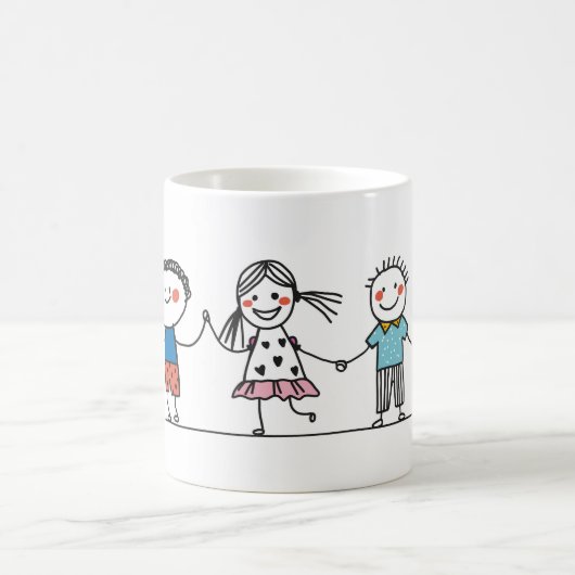 Colorful Stick Man Illustration Set café Mug (Centre)