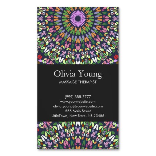 Colorful Stone Mandala Magnetisch Visitekaartje (Voorkant Verticaal)
