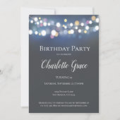 Colorful String Lights Birthday Party Kaart (Voorkant)