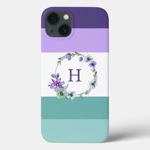 Colorful Stripe Monogrammed Hoesje-Mate iPhone Cas 13 Hoesje