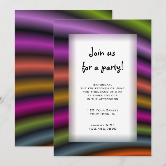 Colorful Stripes All Purpose Party Invitation Kaart (Voorkant / Achterkant)