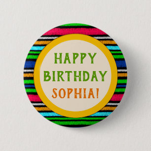 Colorful Stripes Birthday Party Favor Ronde Button 5,7 Cm